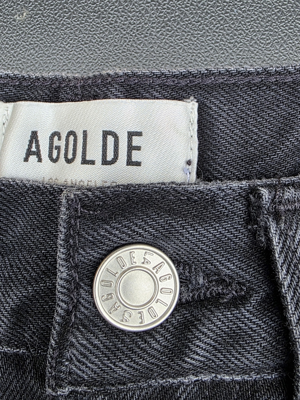AGOLDE Black High-Rise Parker Long Denim Shorts Size 24 - Picture 2 of 7